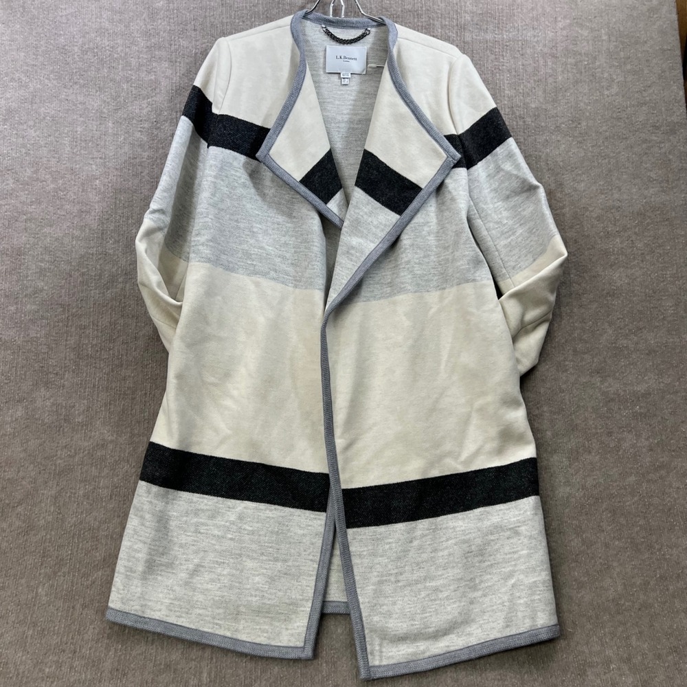 LK Bennett London Colorblock Open Front Longline Cardigan Sweater Coat